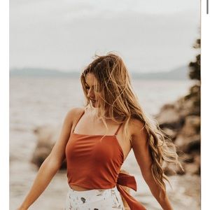 Geode Swimwear Rust Orange Tie Back Tankini Size M